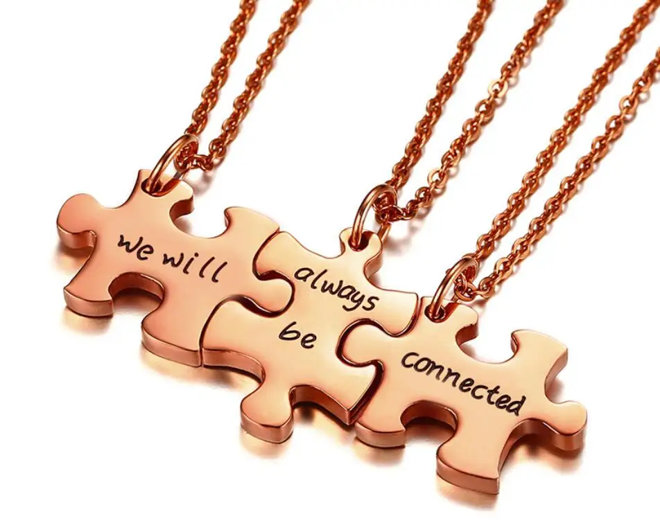3PCS/set Pendant Necklaces we will always be connected by Side Or Miles Apart BFF Friendship Matching Puzzle