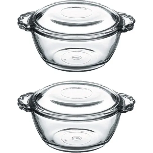 Pasabahce 2'Li Glass Lid Mini Pots