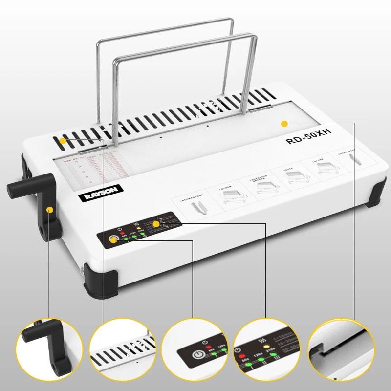 A4 RD-50XH quente derretimento pasta térmica desktop cola máquina de encadernação contrato documentos livro envelopes quente derretimento encadernação máquina