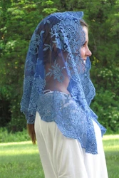 Blue Spanish Lace Mantilla Catholic Veil Catholic Church Veil Head Covering