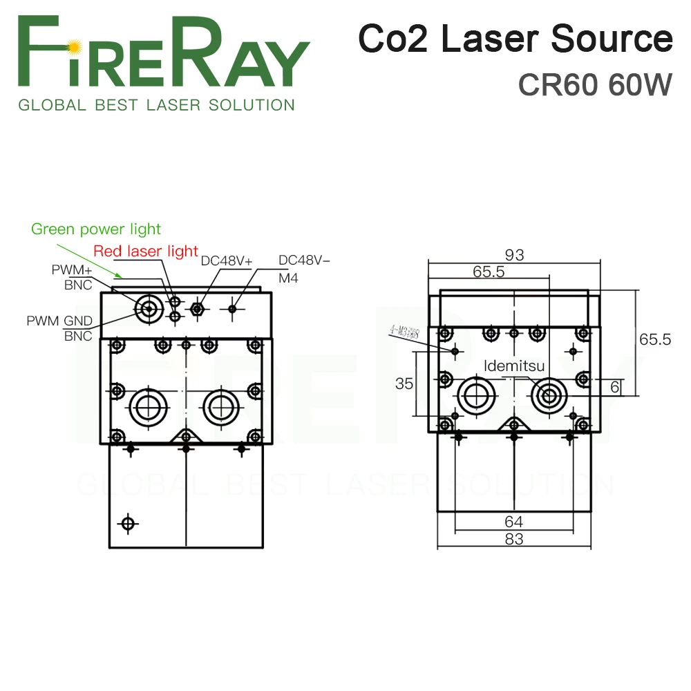 FireRay 60 Вт Co2 лазерный источник лазерный модуль 120 Вт 150 Вт CR60 CR120 CR150 для машины для лазерной маркировки Co2