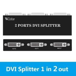 Wiistar 2 Port DVI Video Splitter Dual Monitor (1 in 2 out Splits 1 Video Signal to Dual Display) Supports Cascade Connection