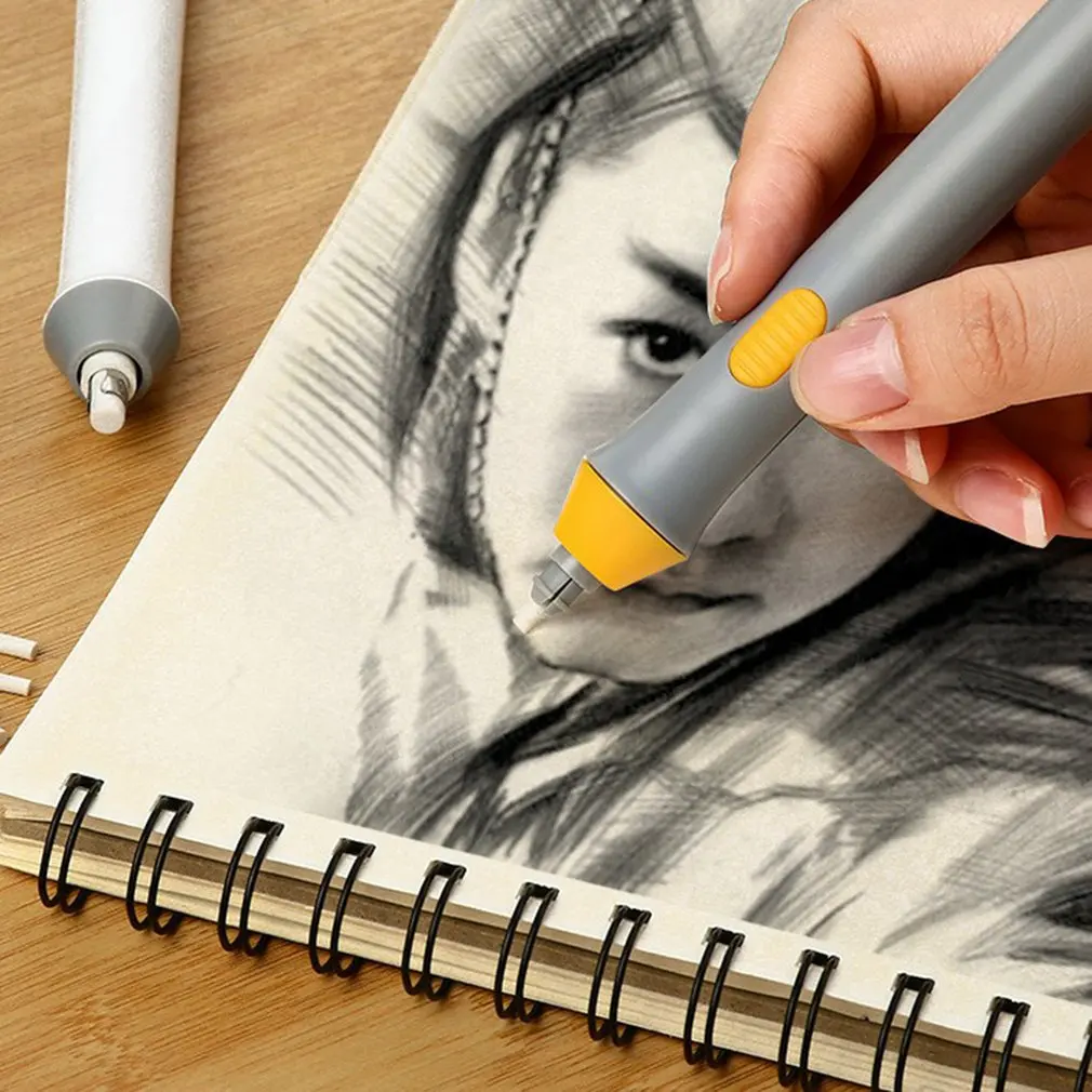 Borracha elétrica kawaii, com refil, eletrônica, lápis-borracha, para crianças, para pintura e desenho, material de escritório