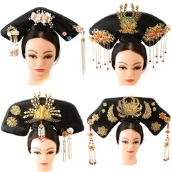 Beautiful Qing Dynasty Princess Hair Styling Set Black Queen Hair Piece Queen Empress Headdress Antique Photography props Qitou