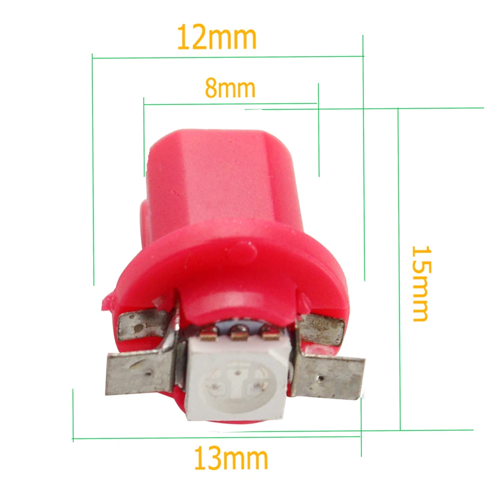 

15pcs DC 12V 24V T5 B8.5 Base 5050 LED Bulbs Car Interior Dashboard Map Dome Instrument Lights White 6500K Indicator Light Red