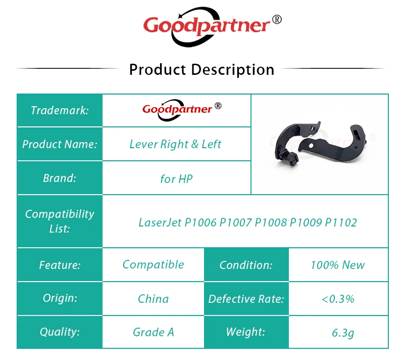 10X RC2-1072-000 RC2-1084-000 Lever Right & Left for HP LaserJet P1005 P1006 P1007 P1008 P1009 P1102