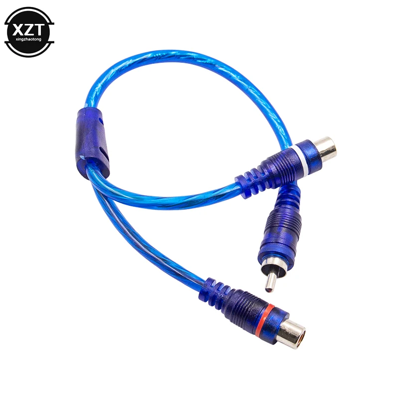 1PC Car MP3 Audio Cable RCA 1 Male To 2 Female Y Splitter Cable Adapter Audio Signal Connector For Car AUX Amplifier