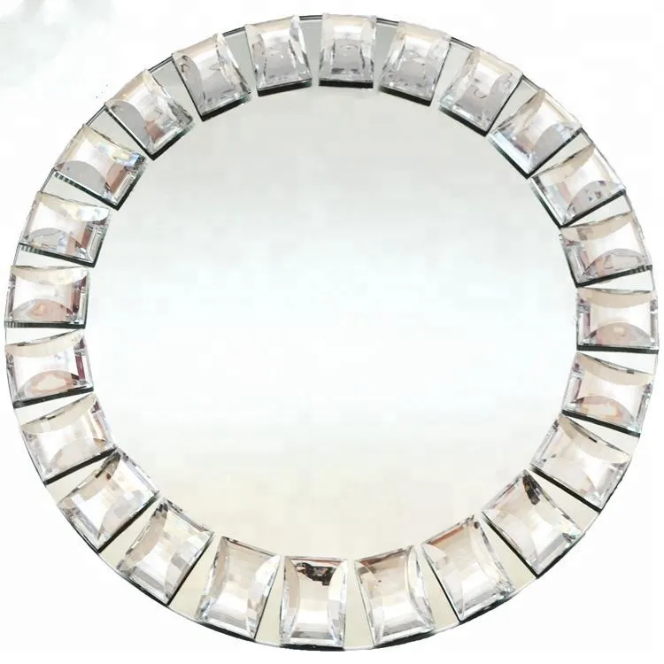 50pcs)Beautiful diamond acrylic  mirror charger plates wholesale  yudao1459