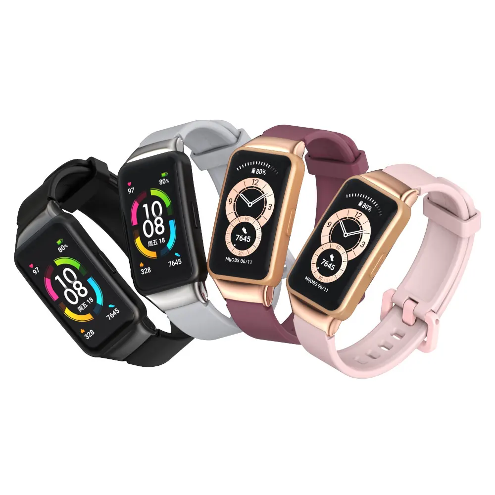 For Huawei Band 6 Strap for Honor Band 6 Bracelet Silicone Metal Wristbands Replacement for Huawei Band 6 Pro