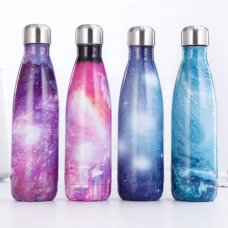 Water Bottle Stainless Steel Vacuum Insulated Bottle Thermal Sport Cold Hot Cup Creative Mug Starry sky Cup 500ML Customized