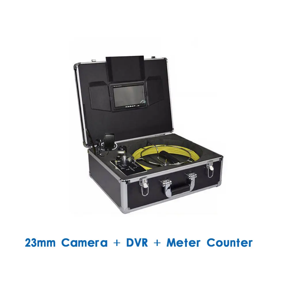 

Drain Pipe Inspection Endoscope System WIth 23mm Camera Head DVR Meter Counter Aluminum Suitcase 7" Monitor 20/30M Cable