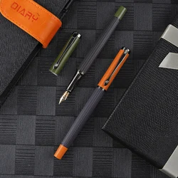 ポスチャコレクター金属万年筆、インクペン、フロストイエローストライプガン、グリーステーショナリー、学用品、高品質、1個