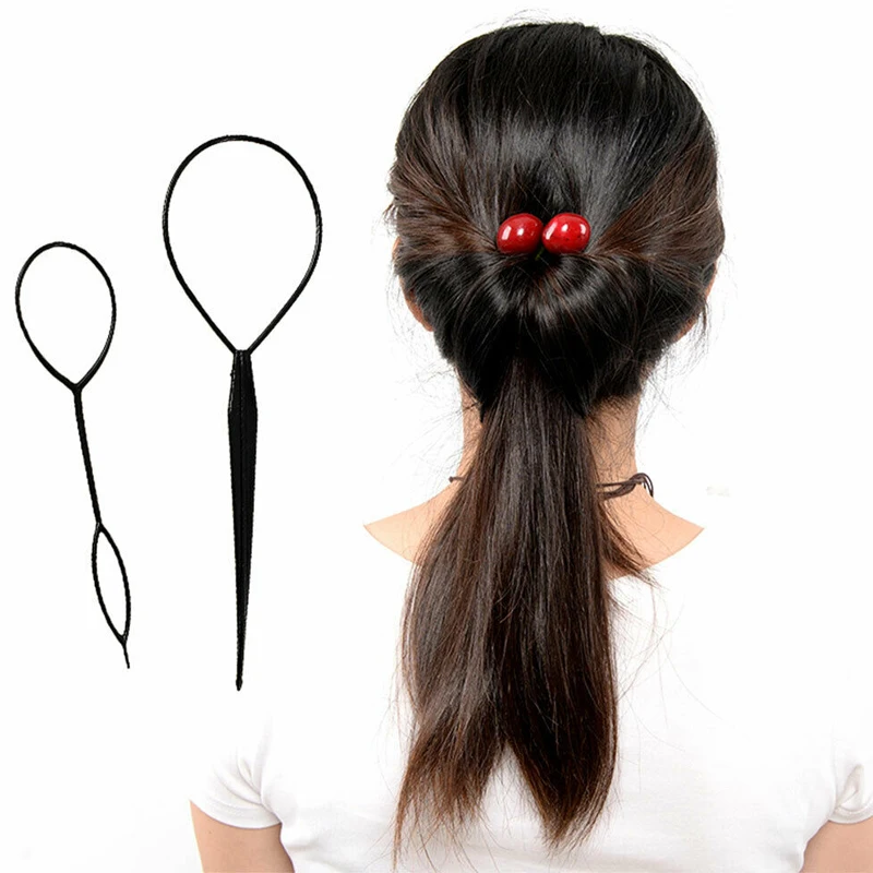 6 Colors Ponytail Creator Plastic Loop Styling Tools Black Topsy Pony Topsy Tail Clip Hair Braid Maker Styling Tools