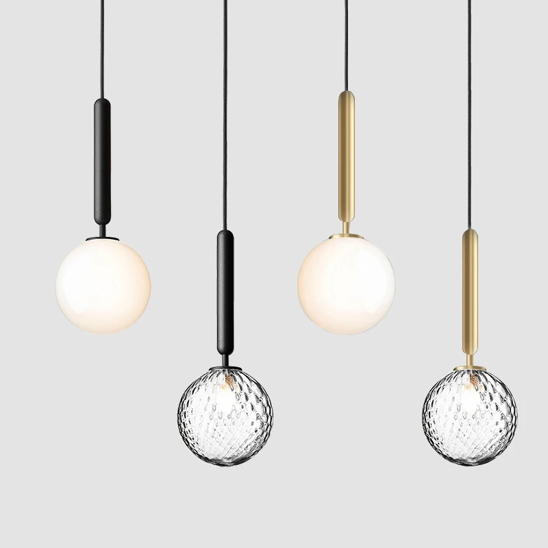 Miira Pendant Light creative glass ball bedroom bedside Nordic linear pendant light personality simple single dining room lamps