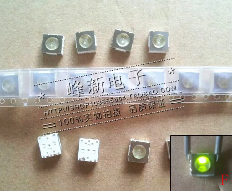 Miniinterruptor de luz LED verde, fuente de alimentación, 7x7, Taiwán, 2 unidades