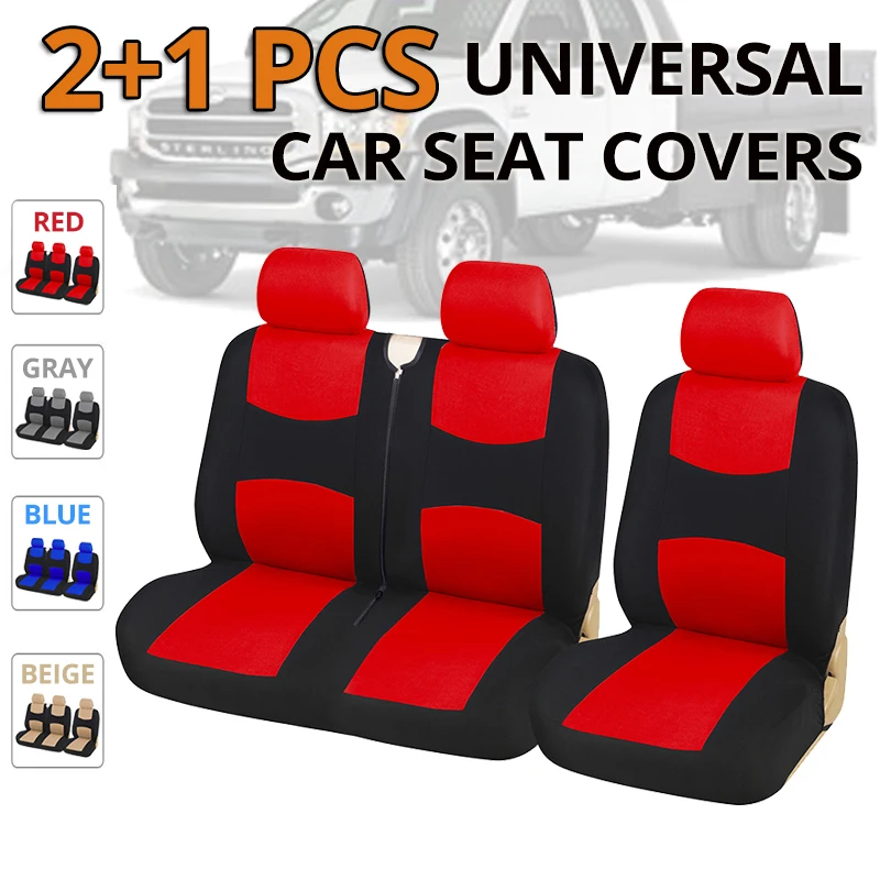 1+2 Seat Covers Red Car Seat Cover Truck Interior Accessories for Renault Peugeot Opel Vivaro For Peugeot For Vauxhall Vivaro