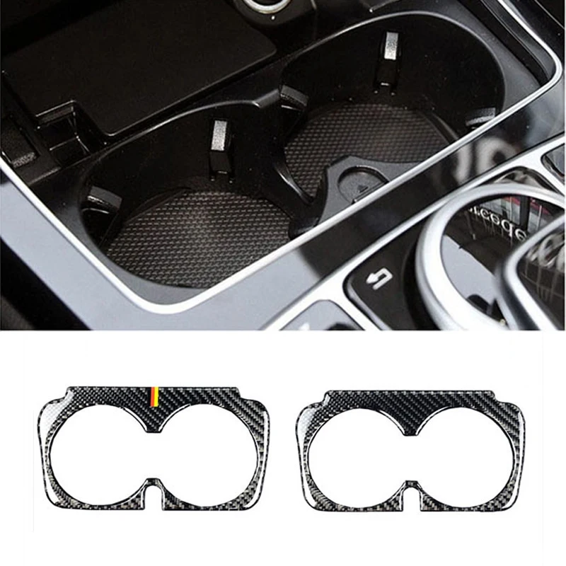 Carbon Fiber Car Central Control Water Cup Holder Cover Trim for Mercedes-Benz C GLC E Class W205 X253 W213 2015-2019