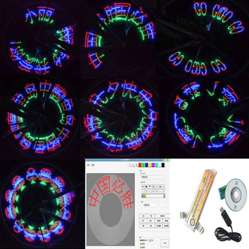 Upload 30 pattern Bike wheel lights double display flash 32 RGB LED light Bicycle spoke lamp Night riding Cycling lighting