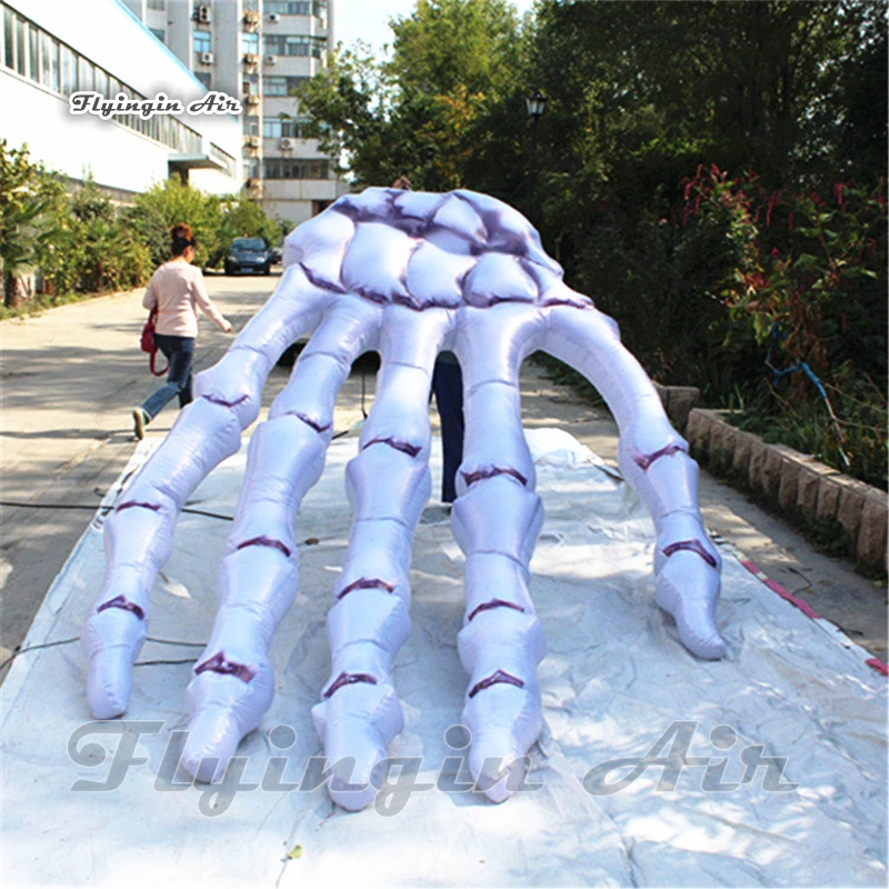 

Customized Scary Inflatable Hand Bone 3m White Giant Hanging Hand Skeleton Model For Halloween Decoration