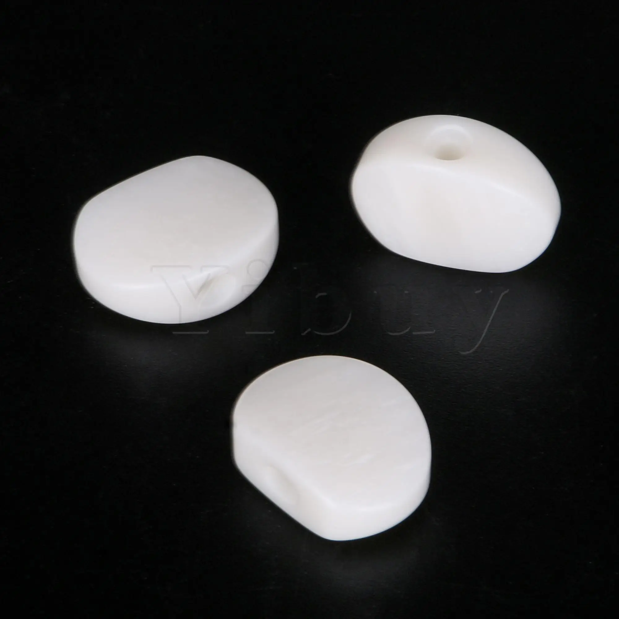 Yibuy 6pcs Guitar Tuning Machine Head Pearloid Oval Acrylic Buttons For Ukulele White