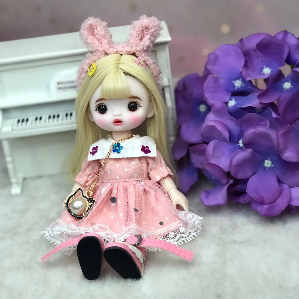 16CM Princess Doll Super Cute Fashion Suit OB11 Joints Body Figure Dolls 1/8 Scale Handmade Makeup BJD Toy Gift For Girls C1605