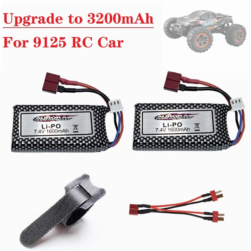 Upgrade to 1600mAh Rechargeable For 9125 Remote Control Car Spare Parts 7.4v 1600mah Lipo Battery XLH 9125 battery 1600mAh