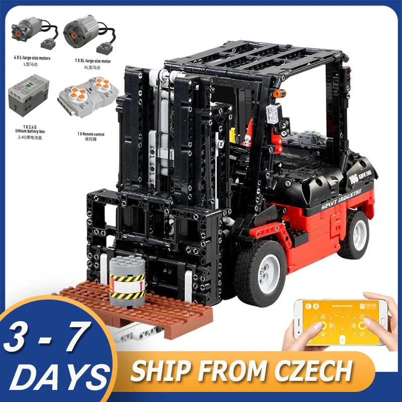 

High-Tech Electric Motorized Mobile Crane Forklift Mk II Car Building Blocks Compatible with 3681 Truck Toys