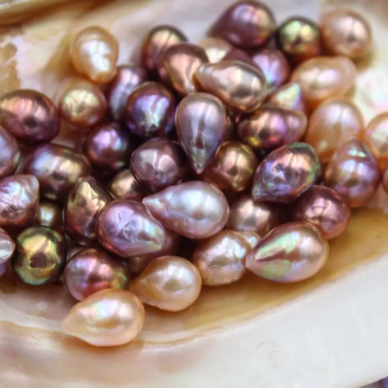 11-12MM 6Pcs (No Hole) 100% Natural Purple Baroque Round Freshwater Pearl Charms Jewelry Loose Bead