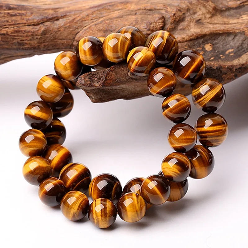 Diffone Real Natural Stone Bracelet For Man 10mm Volcanic Picasso Tiger Eye Big Beads Brazalete Homme Accessories Jewelry Charm