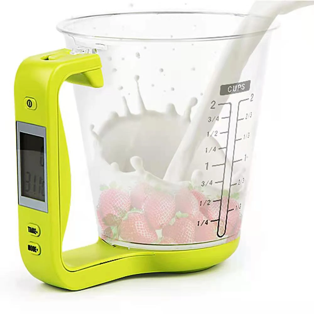 Electronic Measuring Cup Plastic Tool Graduated Digital Jug With Scales Kitchen Beaker Weigh Temperature Measurement LCD Display