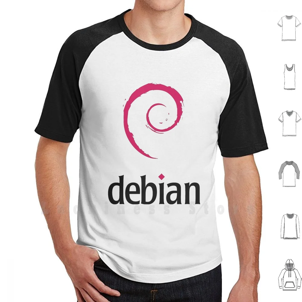 Debian-Logo T Shirt Men Cotton Cotton S-6xl Debian Logo Linux Distro Programming Hacker Ubuntu