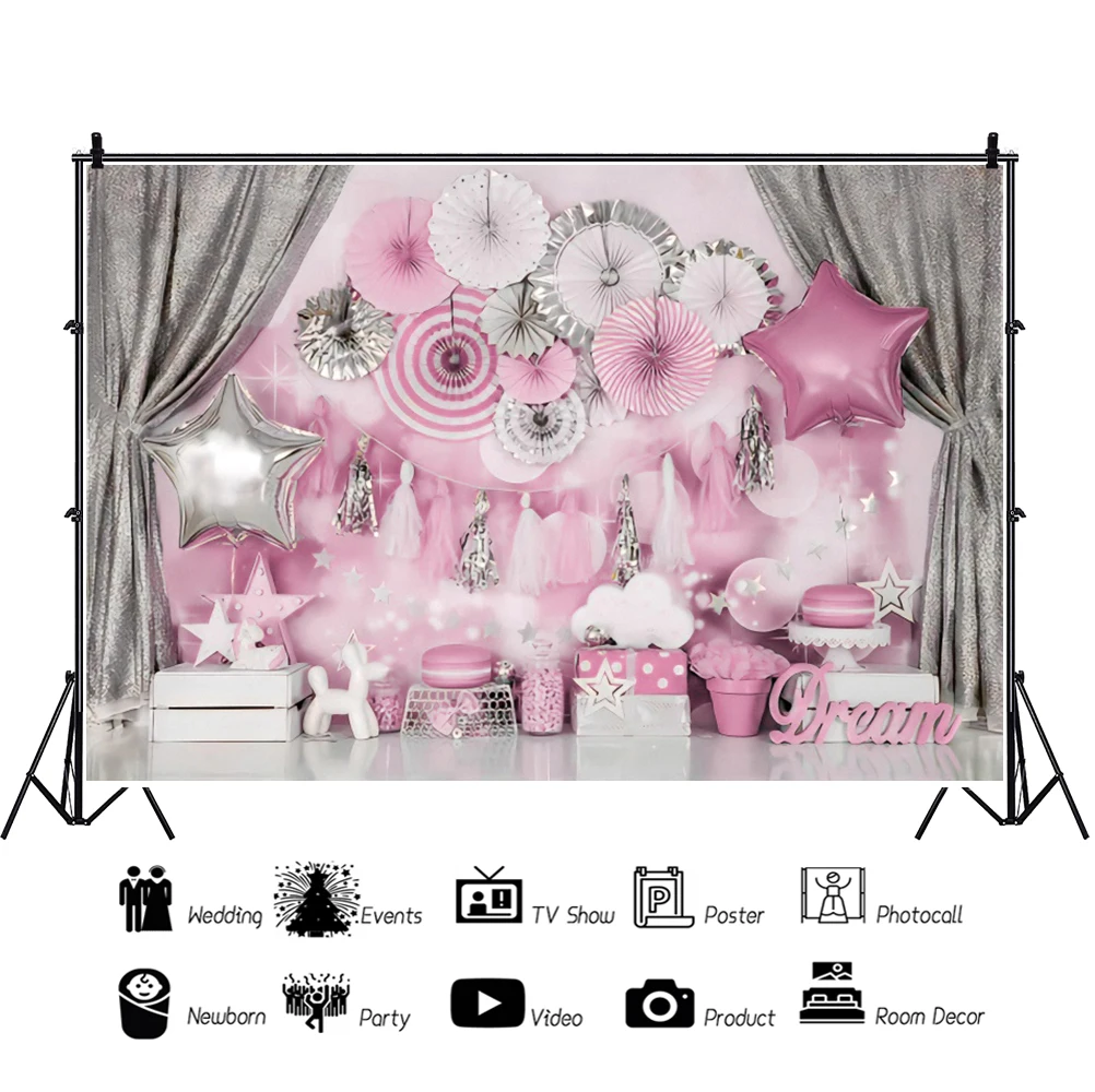 Yeele Photophone Bayi Ulang Tahun Latar Belakang Putih Wallpaper Balon Kapal Pesta Banner Fotografi Latar Belakang untuk Foto Studio Alat Peraga