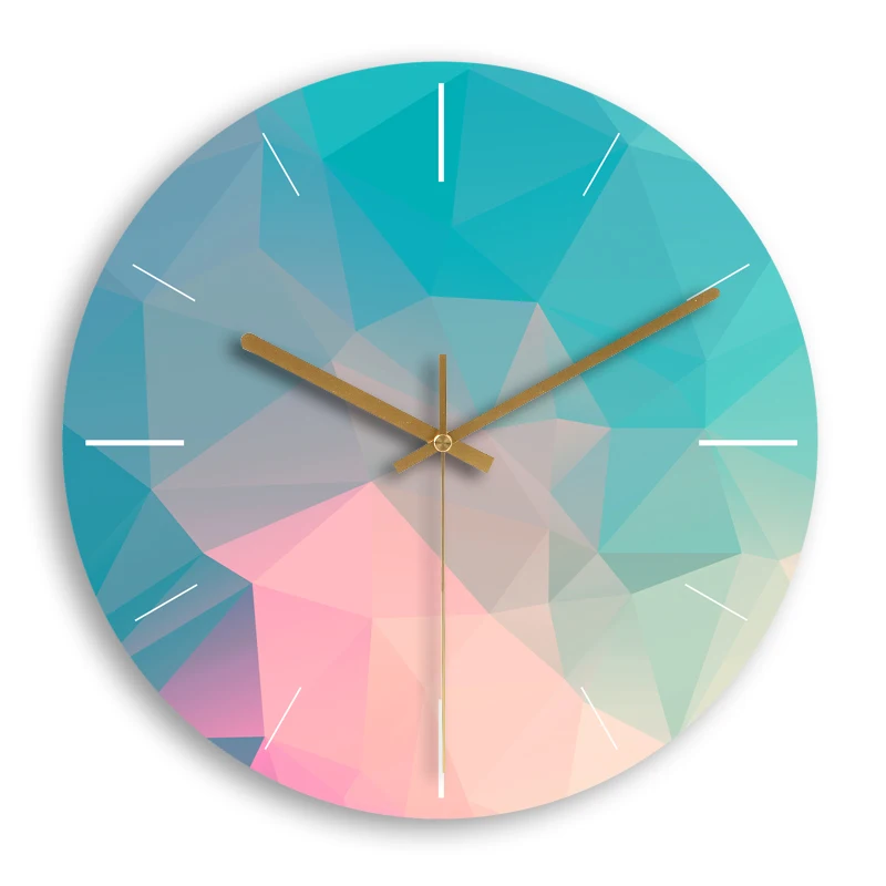 Colorful Creative Wall Clock Wooden Home Decoration Wall Clock Modern Fashion Silent Metal Round Clock