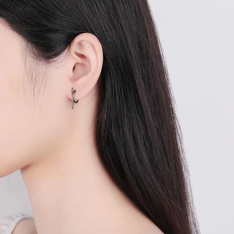 KOFSAC 925 Sterling Silver Stud Earrings For Women Geometric Trendy Jewelry Korean Simple Black Gold Earring Girl Gifts New