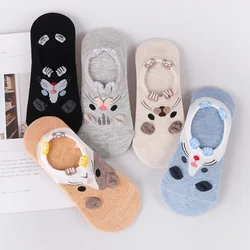 5Pairs/lot Women Socks Female Cotton No Show Ankle Socks Animal Cartoon 3D Socks Lovely Cute Students Girls Socks