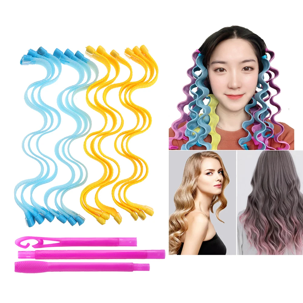12/20p cabelo mágico curlers25 30 45 50 65cm portátil penteado rolos varas durável beleza maquiagem curling ferramentas de estilo de cabelo