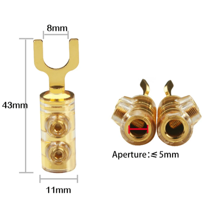 

hifi Pure Copper Audio Spade Plug Gold-plated Solder-free Y Plug Amplifier Speaker Cable Connector