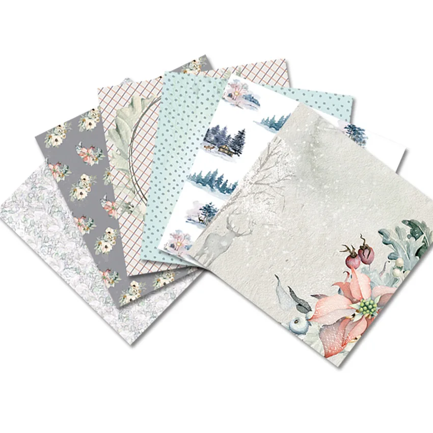 12/24 Vintage Scrapbooking Papers 6 inch Christmas Winter Design Pattern Paper for DIY Album Scrapbook Junk Journal Supplies