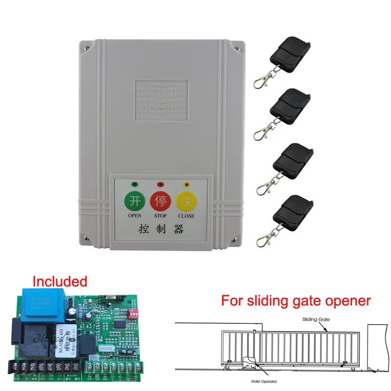 LPSECURITY comptatible AC 220V sliding gate opener control board in box y remote control,learning code