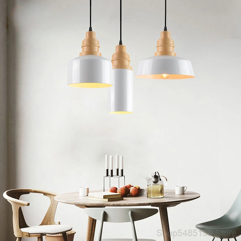 

Nordic Retro Industrial Pendant Lamp Iron Wood Hanging Lamp Kitchen Dining Room Living Room Bar Cafe LED Pendant Lights Art Deco