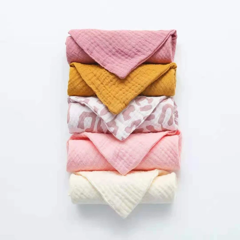 Lot de 5 serviettes en mousseline pour bébé, lingettes pour le visage et les mains, mouchoir de bain