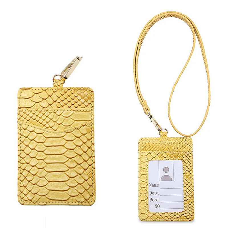 Fashion Multi-function ID Card Case Women Purse PU Leather Snake Pattern Credit Card Holder Work Card Holder Bus Card Holder