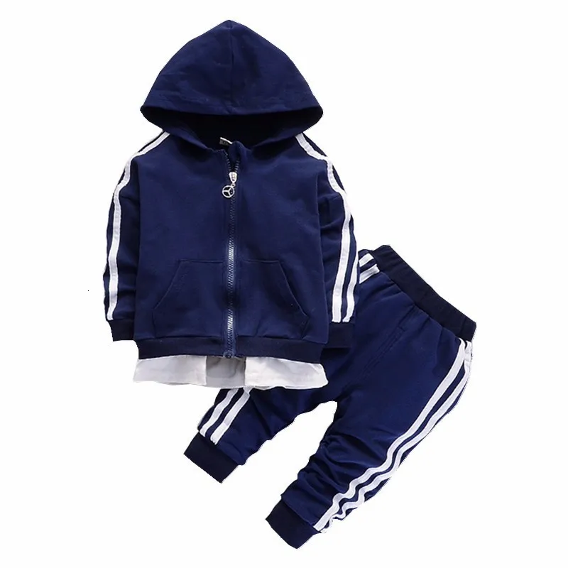 New Spring Autumn Baby Casual Tracksuit Children Boys Girls Zipper Hoodeis Pants 2Pcs/Set Kids Infant Cotton Clothing Sport Sets