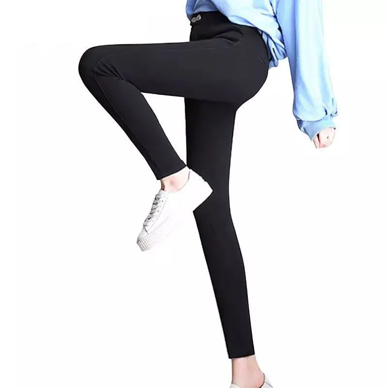 S-5XL Plus Size Women Magic Black Pencil Pants Elastic Waist Casual Skinny Stretch Pants Korean Autumn Fashion Girl Trousers