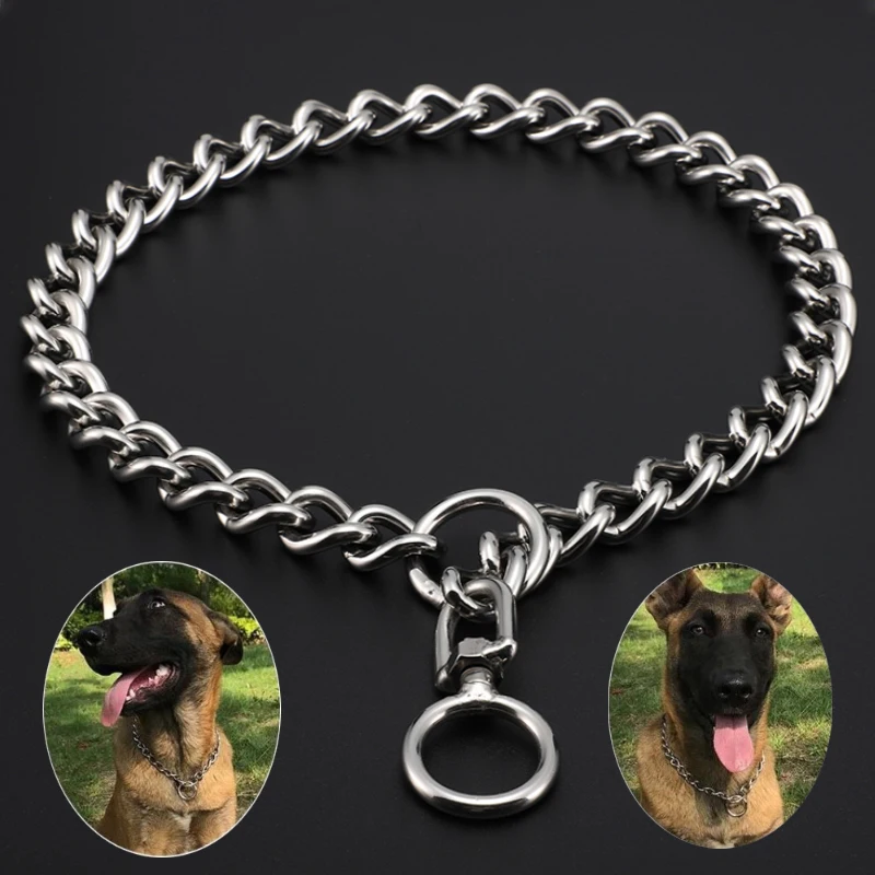 

Metal Dog Collar Training Choke Chain Collars for Small Medium Large Dogs Pitbull Bull Strong Stainless Iron P Chain