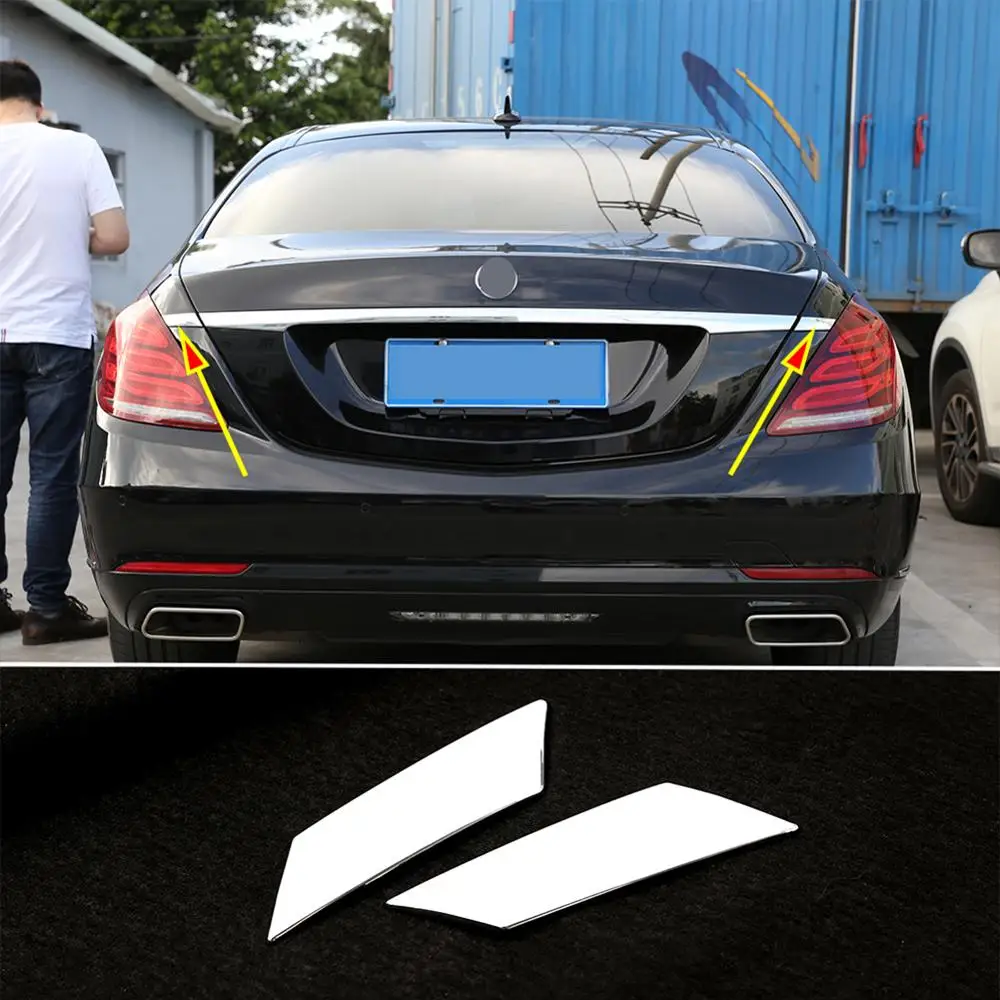 2pcs ABS Plastic Chrome Car Lengthen Tail Strips Sequins Trim for Mercedes Benz S Class W222 2014-2018 Models Accessories