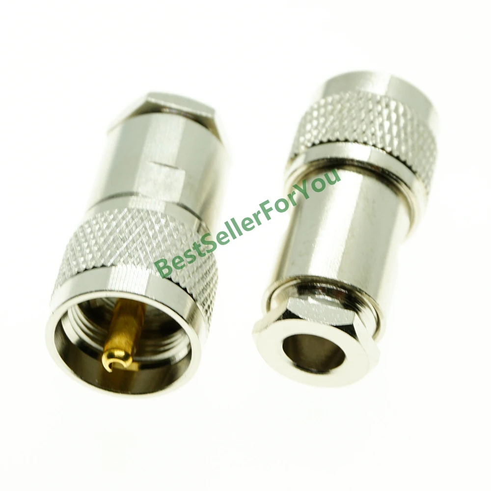 UHF PL259 male plug clamp For RG5 RG6 5D-FB LMR300 cable straight RF Connector