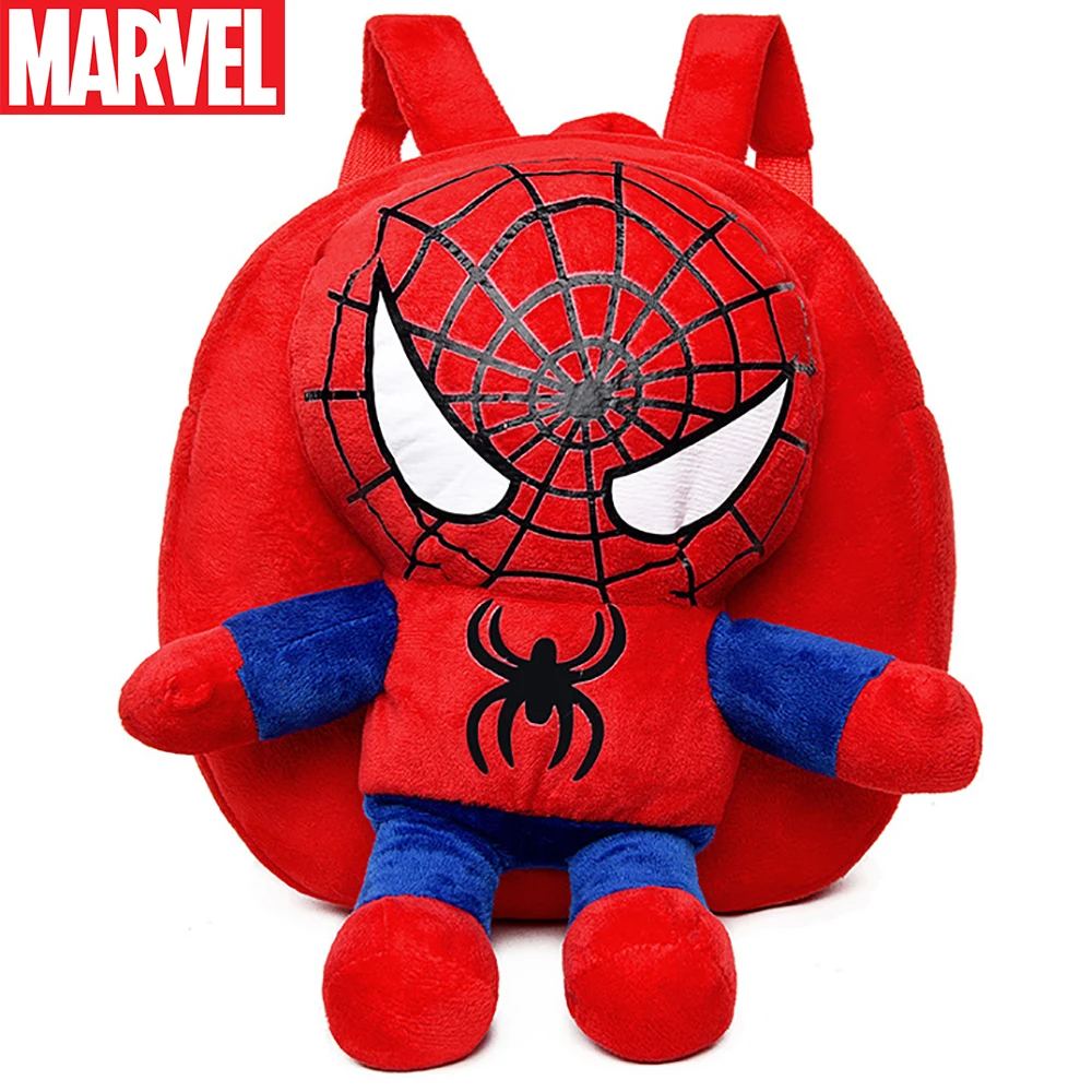 Disney-mochila 3D de dibujos animados para niño, morral de felpa con dibujos animados de Spider Man, a la moda, para guardería, recién llegado