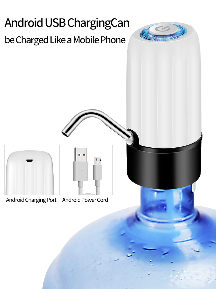 كبير شرب ديسبكاتم التلقائي الكهربائية زجاجة مياه مضخة USB شحن موزع مياه زجاجة مضخة مياه التبديل 1-5 جالون