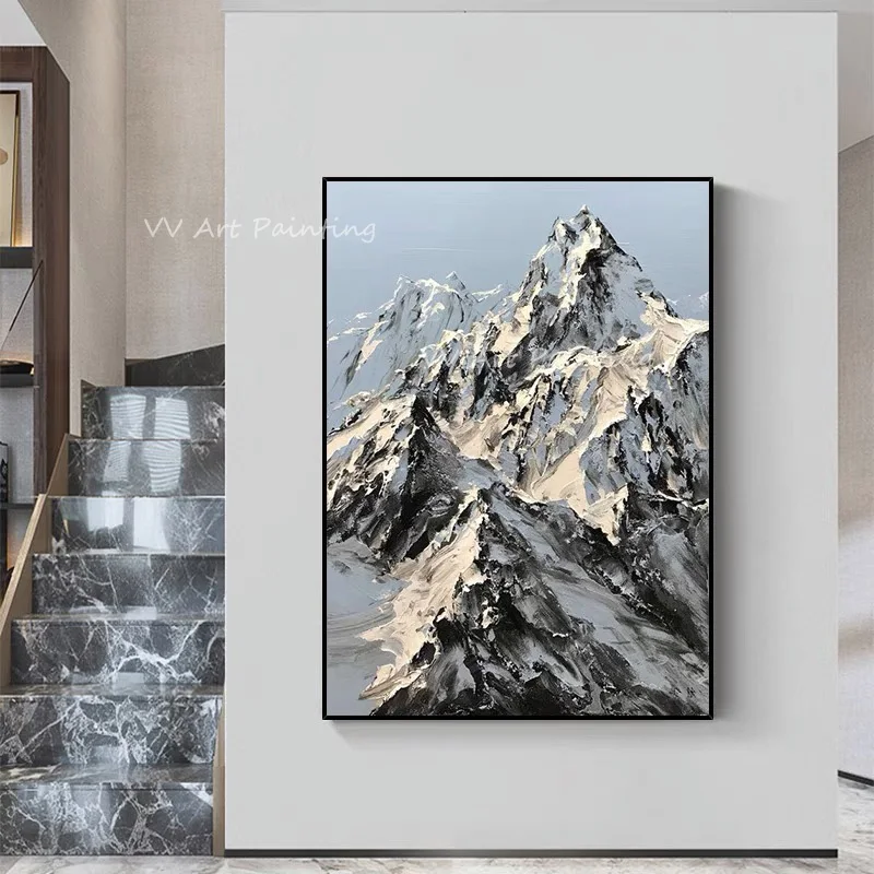 100% Handmade large size mountain The Best Art Handpainted Knife Abstract Oil Painting Art Home Decoration Simple Artwork Decor